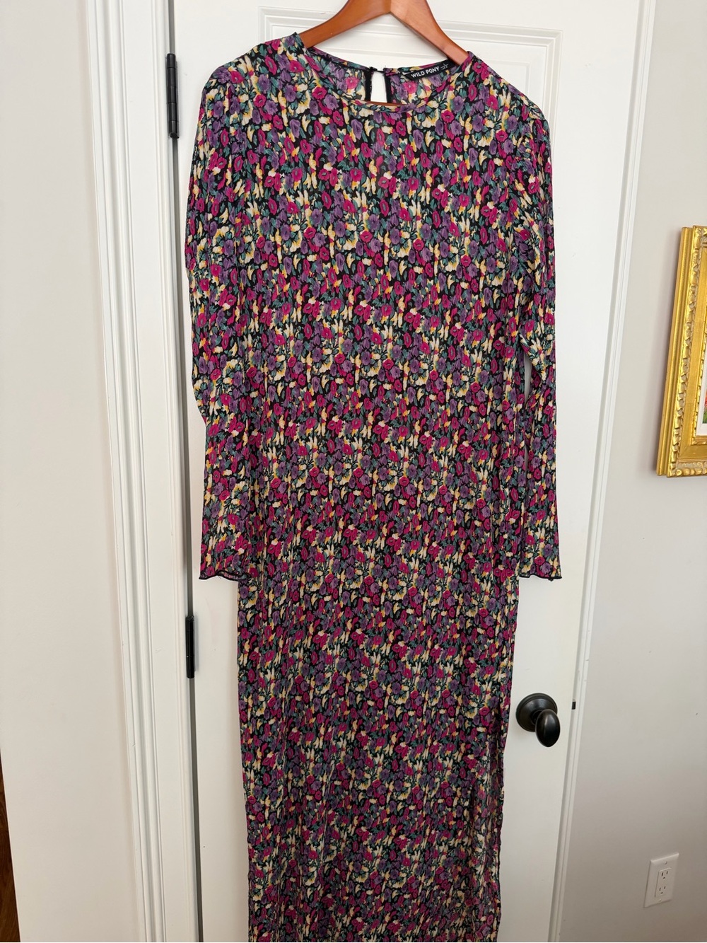 Wild Pony Long Sleeve Floral Maxi Dress in Pink Multi